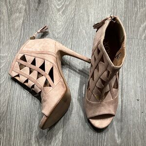 XOXO Blush Peep-Toe Heeled Boots